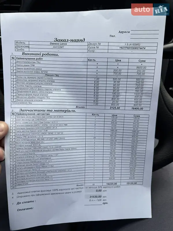 Седан Daewoo Lanos 2006 в Черкассах документ