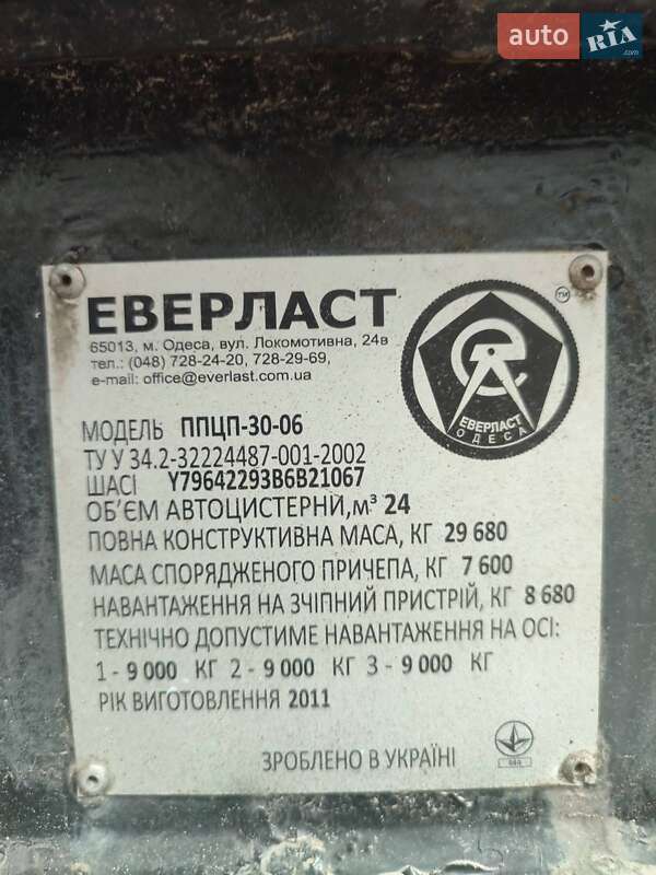 Цистерна полуприцеп Everlast ППЦ 2011 в Киеве