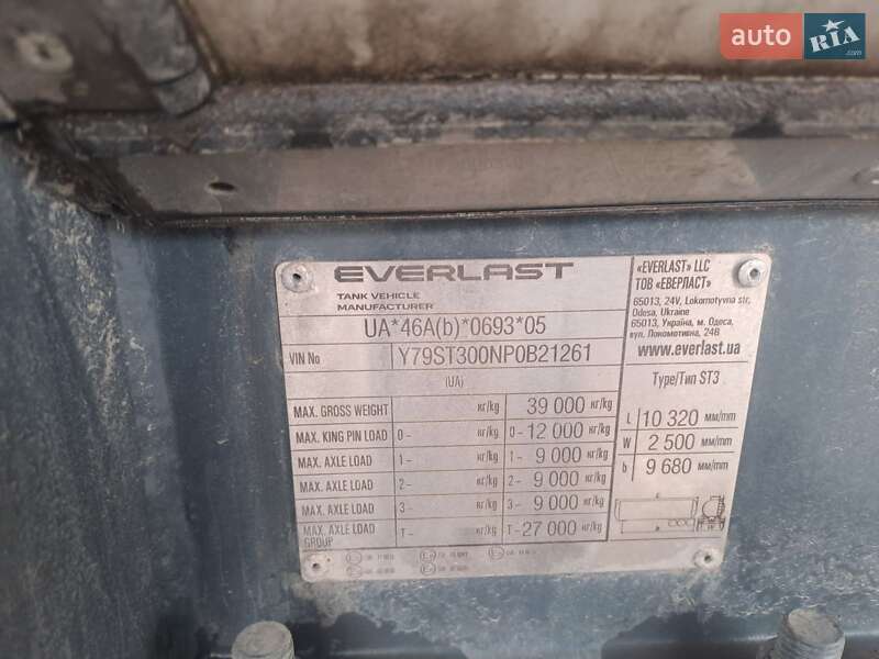 Цистерна полуприцеп Everlast ST3-12A103-391L03AB1 2023 в Львове