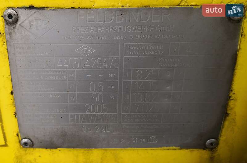Цистерна напівпричіп Feldbinder TSA 2005 в Кам'янському