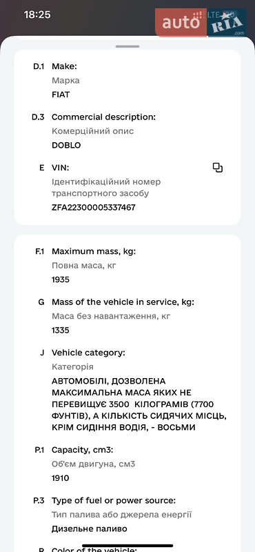 Мінівен Fiat Doblo 2005 в Чернівцях