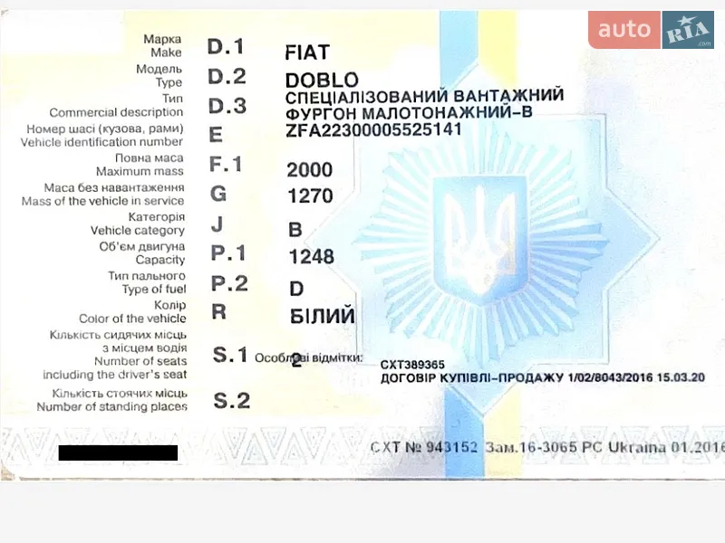 Вантажопасажирський фургон Fiat Doblo 2007 в Києві документ 3 фото Вантажопасажирський фургон Fiat Doblo 2007 в Києві документ