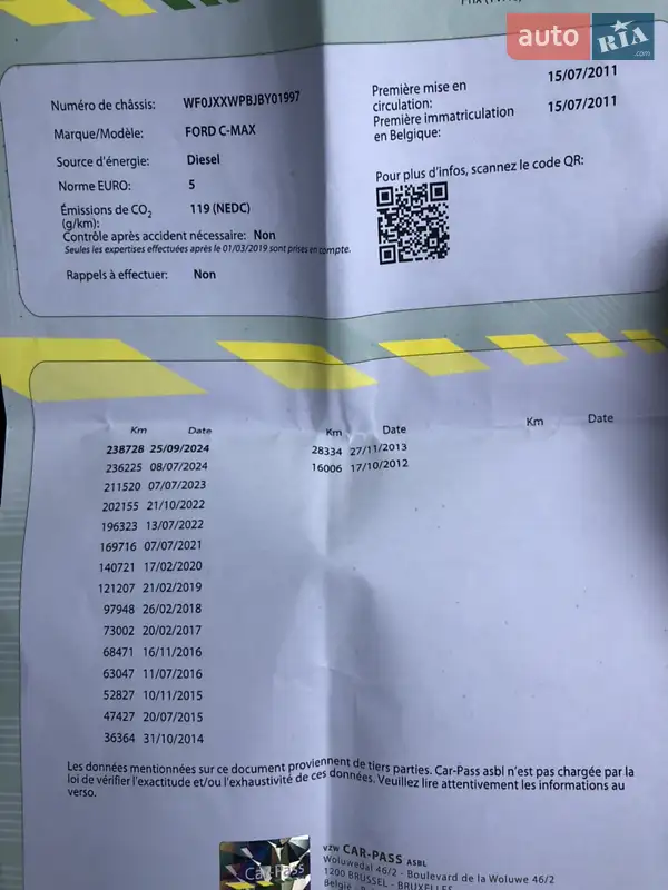 Минивэн Ford C-Max 2011 в Стрые документ