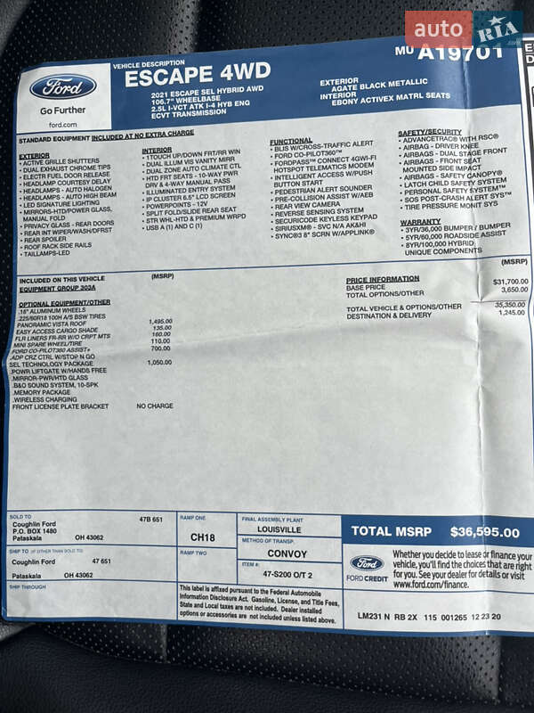 Позашляховик / Кросовер Ford Escape 2021 в Києві