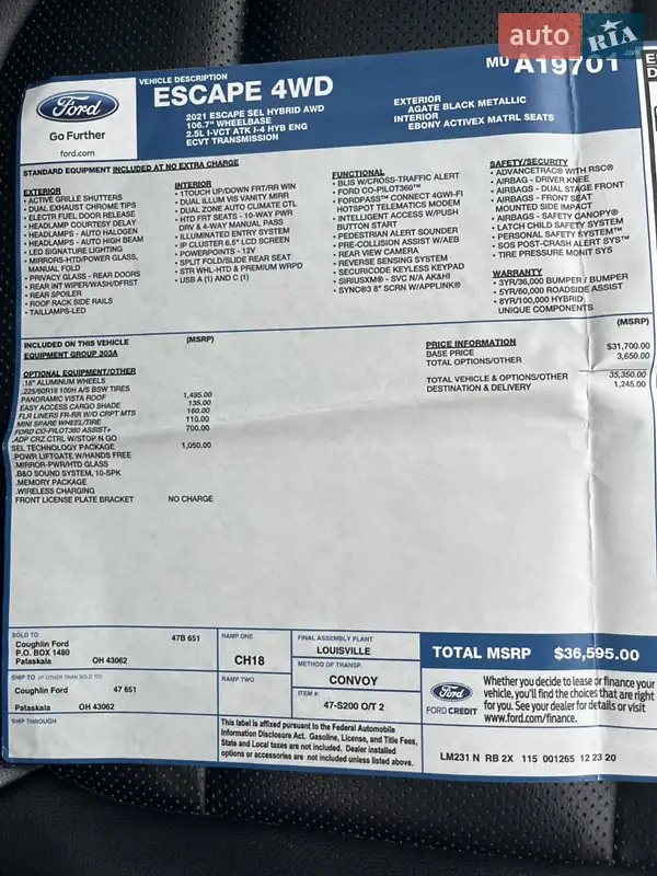 Позашляховик / Кросовер Ford Escape 2021 в Києві документ