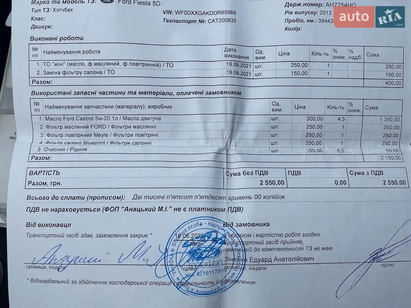 Хэтчбек Ford Fiesta 2013 в Киеве документ