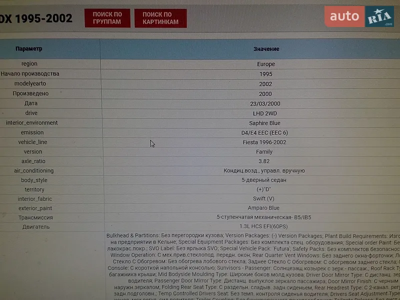 Хетчбек Ford Fiesta 2000 в Стрию документ