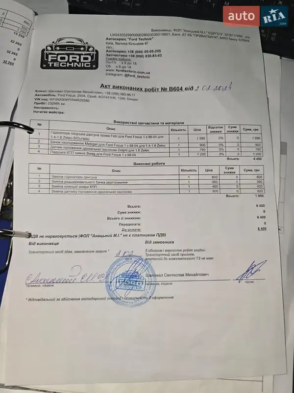 Универсал Ford Focus 2004 в Киеве документ