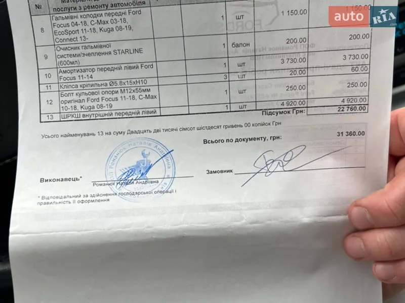 Хэтчбек Ford Focus 2012 в Виннице документ
