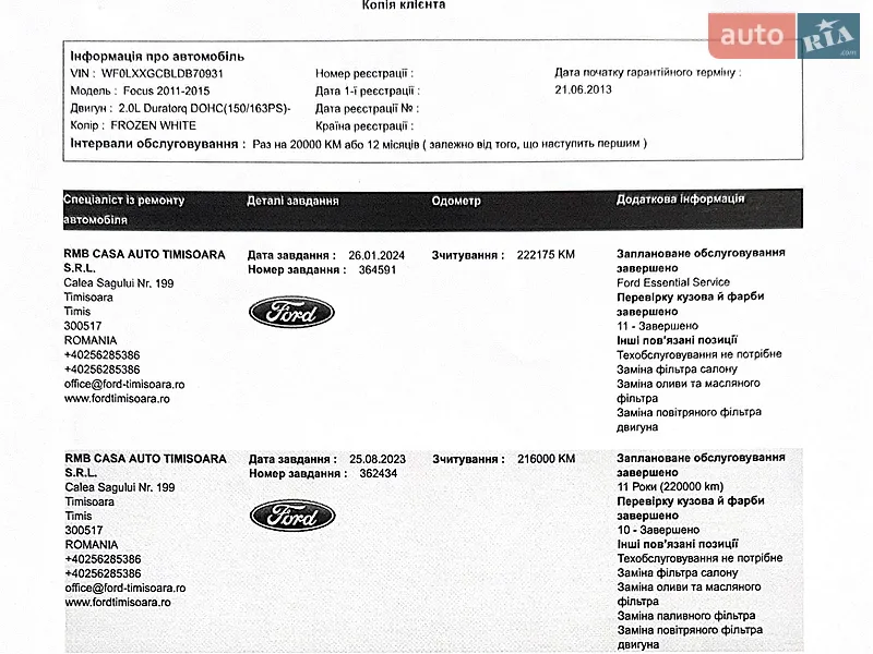 Универсал Ford Focus 2013 в Смеле документ
