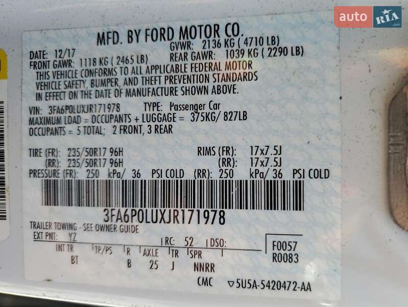 Седан Ford Fusion 2018 в Львове фото 12 Седан Ford Fusion 2018 в Львове