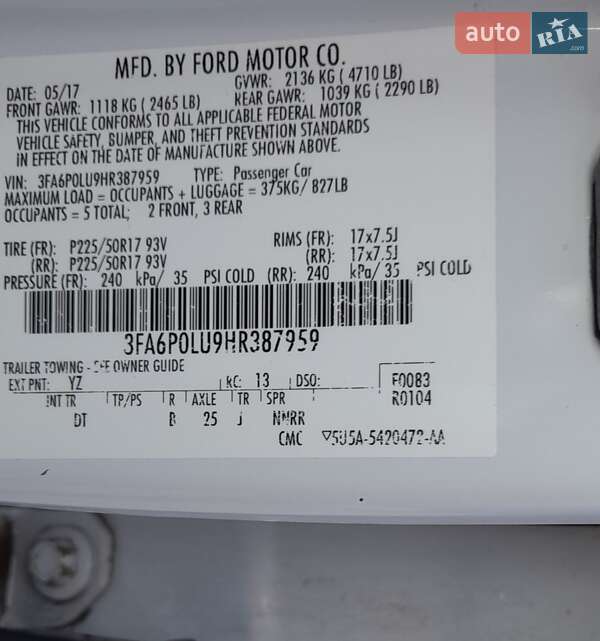 Седан Ford Fusion 2017 в Тернополе