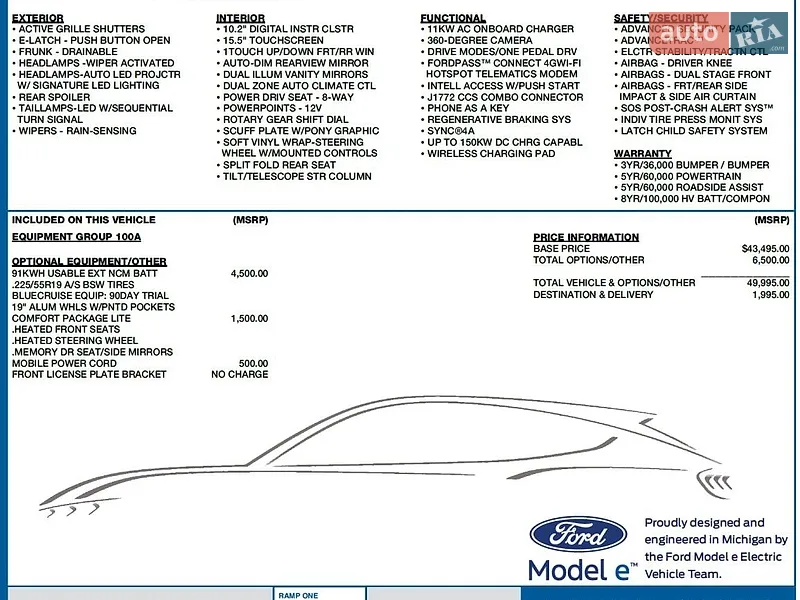 Позашляховик / Кросовер Ford Mustang Mach-E 2024 в Києві документ