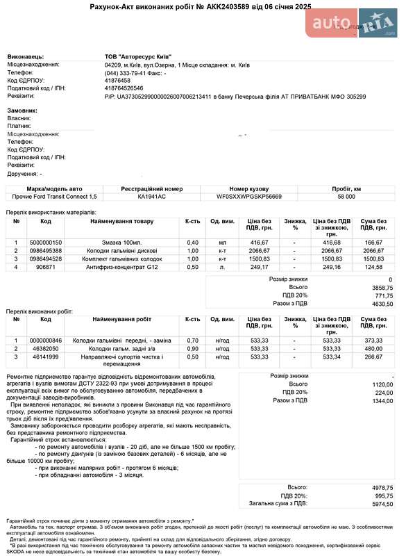 Вантажний фургон Ford Transit Connect 2019 в Києві