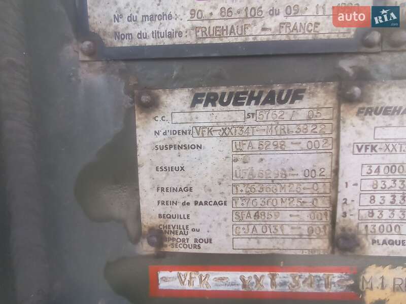 Цистерна полуприцеп Fruehauf T34 1991 в Ужгороде