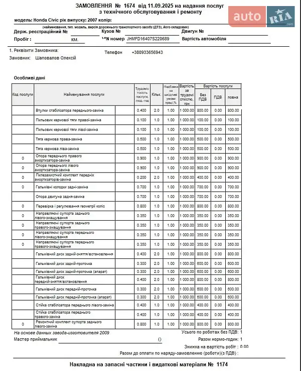Седан Honda Civic 2007 в Киеве документ 3 фото Седан Honda Civic 2007 в Киеве документ