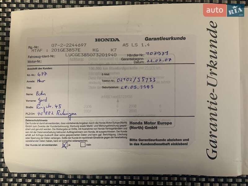 Хетчбек Honda Jazz 2007 в Іллінцях