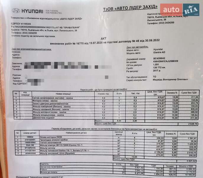 Седан Hyundai Elantra 2018 в Львове