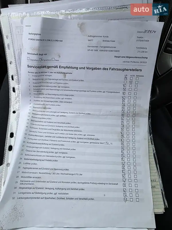 Внедорожник / Кроссовер Hyundai Santa FE 2011 в Луцке документ