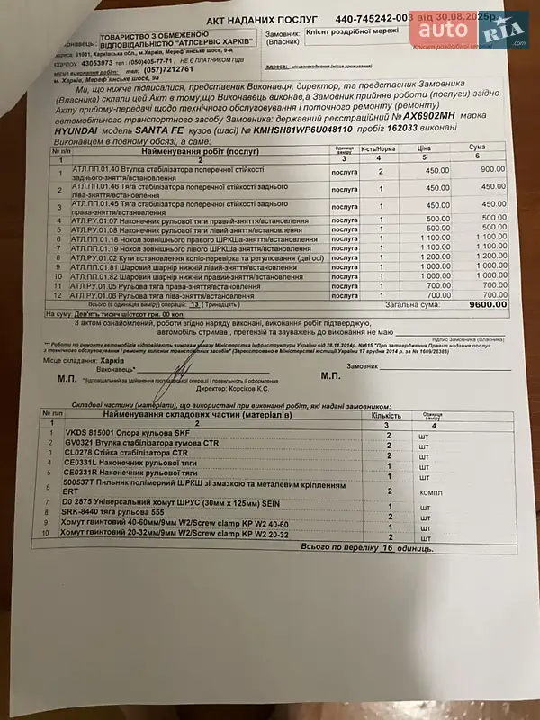 Внедорожник / Кроссовер Hyundai Santa FE 2006 в Харькове документ 4 фото Внедорожник / Кроссовер Hyundai Santa FE 2006 в Харькове документ