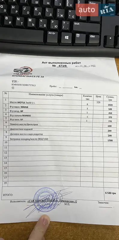 Позашляховик / Кросовер Hyundai Santa FE 2011 в Одесі документ