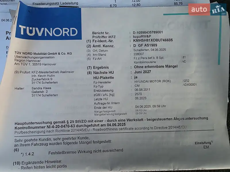 Внедорожник / Кроссовер Hyundai Santa FE 2011 в Луцке документ