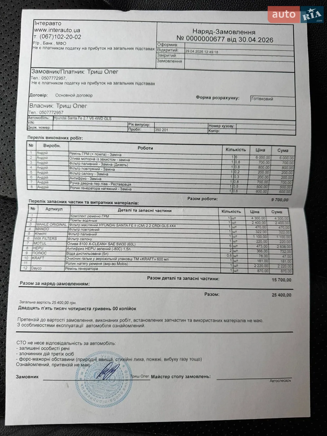 Hyundai Santa FE 2007 VIN KMHSH81WP7U244915 фото оголошення 12 з 19