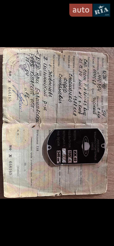 Мотоцикл з коляскою ИЖ 49 1954 в Дніпрі