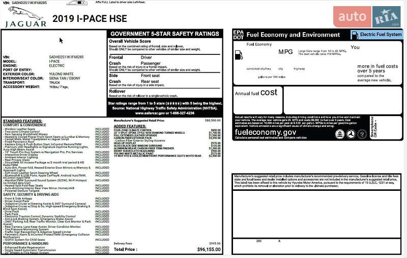 Внедорожник / Кроссовер Jaguar I-Pace 2018 в Киеве фото 72 Внедорожник / Кроссовер Jaguar I-Pace 2018 в Киеве