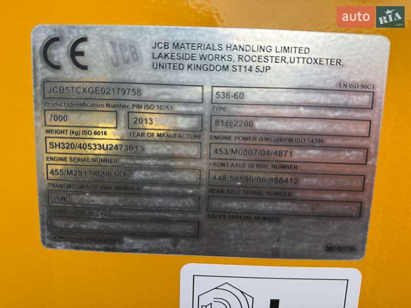 Телескопический погрузчик JCB 536-60 2013 в Луцке фото 29 Телескопический погрузчик JCB 536-60 2013 в Луцке