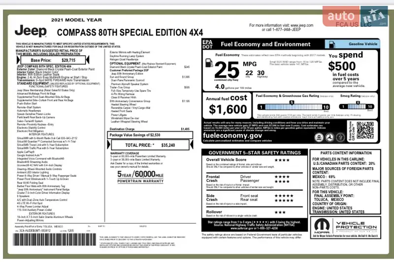 Позашляховик / Кросовер Jeep Compass 2020 в Києві документ 4 фото Позашляховик / Кросовер Jeep Compass 2020 в Києві документ