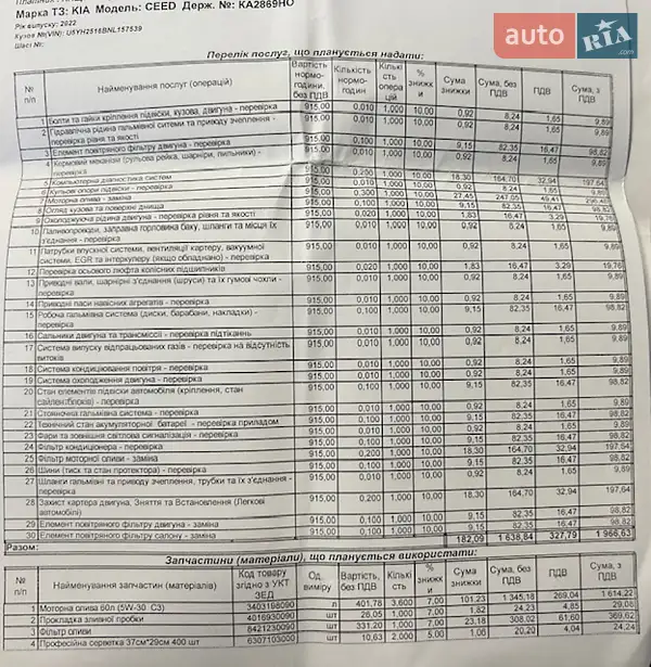 Хэтчбек Kia Ceed 2022 в Киеве документ