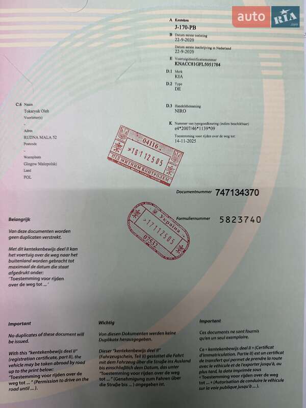 Внедорожник / Кроссовер Kia Niro 2020 в Черновцах