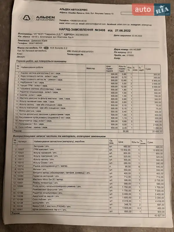 Позашляховик / Кросовер Kia Sorento 2013 в Києві документ 2 фото Позашляховик / Кросовер Kia Sorento 2013 в Києві документ