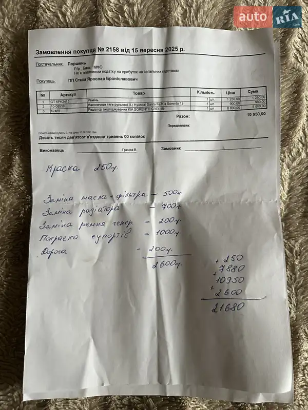 Внедорожник / Кроссовер Kia Sorento 2014 в Дубно документ 5 фото Внедорожник / Кроссовер Kia Sorento 2014 в Дубно документ