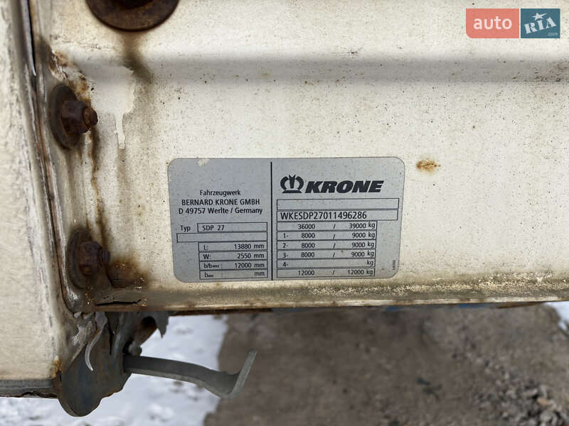 Тентованный борт (штора) - полуприцеп Krone SDP 27 2003 в Киеве