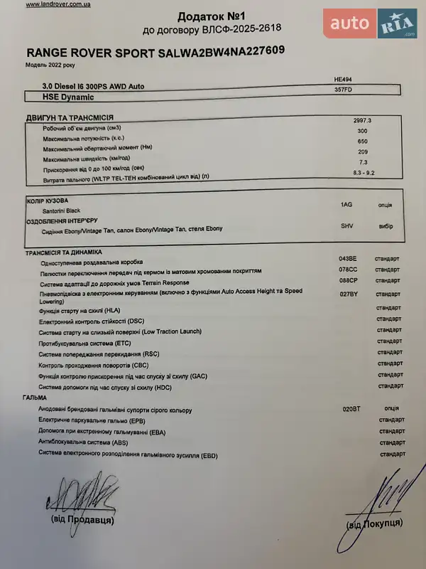 Внедорожник / Кроссовер Land Rover Range Rover Sport 2022 в Запорожье документ 3 фото Внедорожник / Кроссовер Land Rover Range Rover Sport 2022 в Запорожье документ