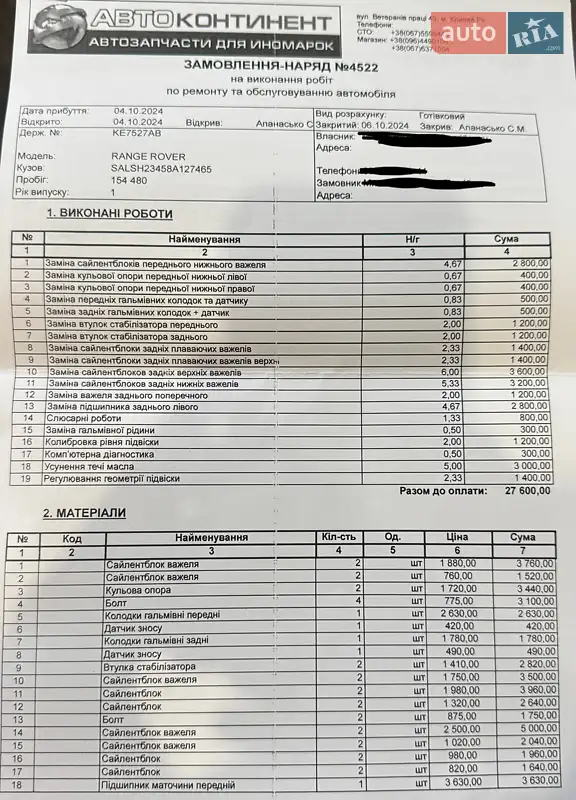 Позашляховик / Кросовер Land Rover Range Rover 2007 в Кривому Розі документ