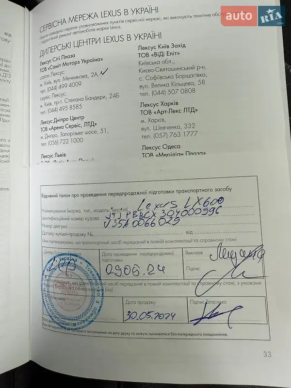 Позашляховик / Кросовер Lexus LX 2022 в Києві документ