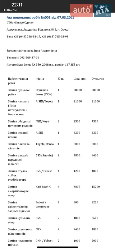 Внедорожник / Кроссовер Lexus RX 2008 в Одессе документ