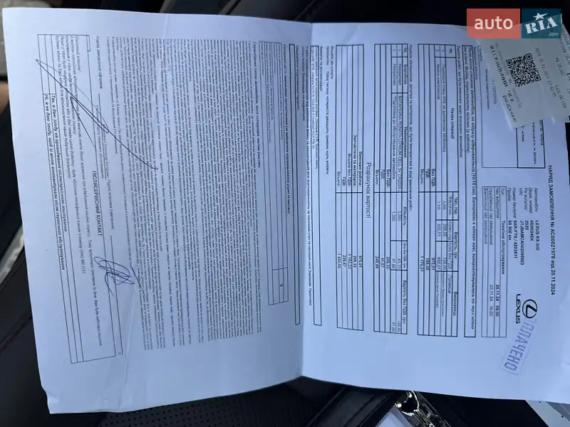 Внедорожник / Кроссовер Lexus RX 2019 в Киеве документ