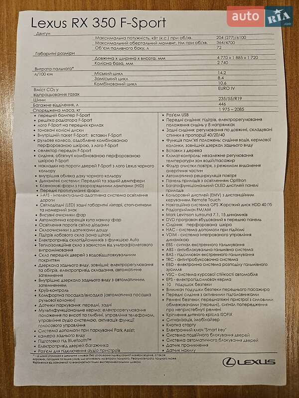 Позашляховик / Кросовер Lexus RX 2014 в Дніпрі фото 52 Позашляховик / Кросовер Lexus RX 2014 в Дніпрі