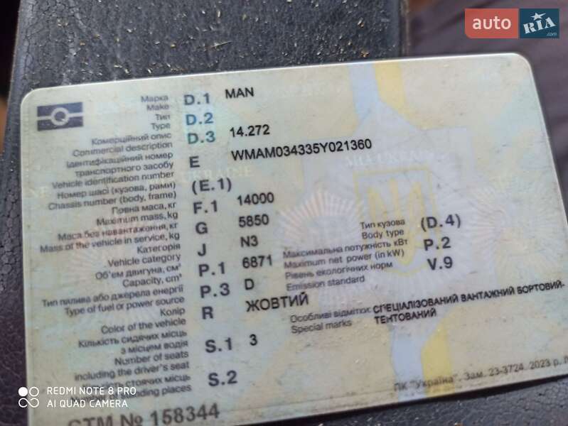 Тентованый MAN 14.272 1995 в Макарове