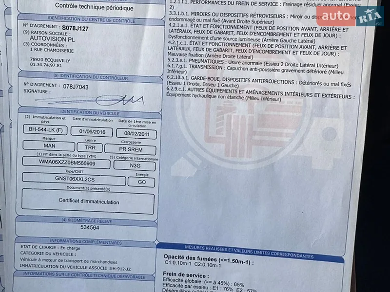 Тягач MAN 18.403 2011 в Недобоевцах документ