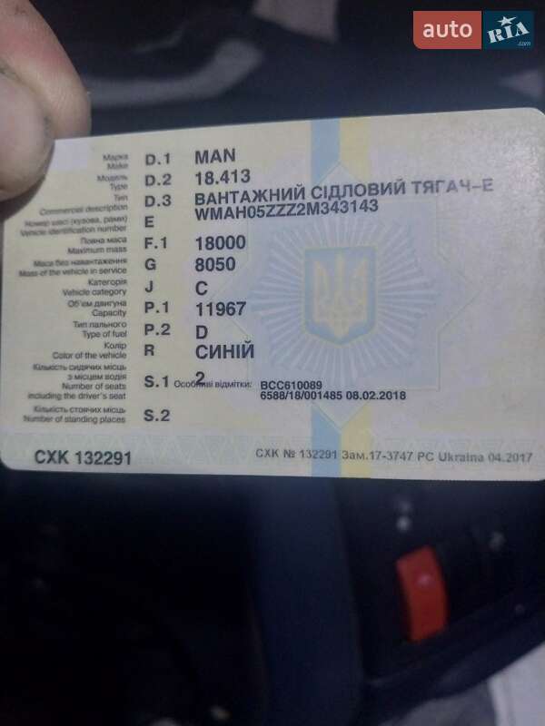 Тягач MAN 18.413 2002 в Новоархангельську