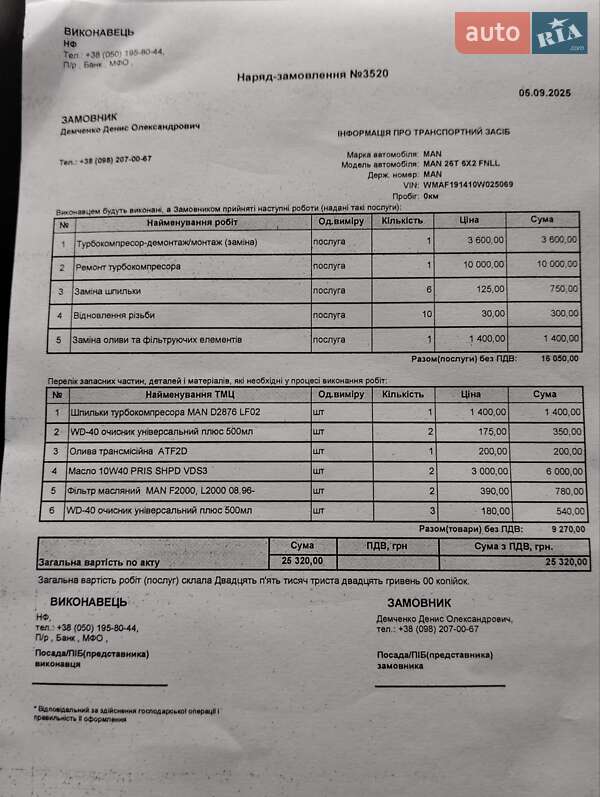 Борт MAN 26.402 1995 в Коростышеве фото 14 Борт MAN 26.402 1995 в Коростышеве