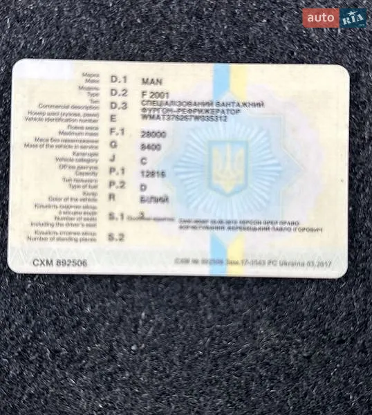 Рефрижератор MAN Comandor 2000 в Львове документ