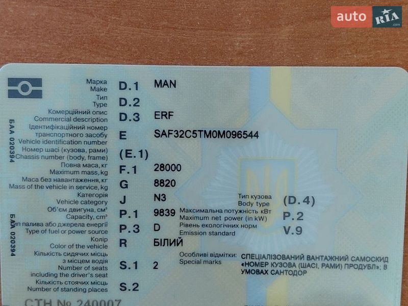 Самоскид MAN ERF 2001 в Одесі