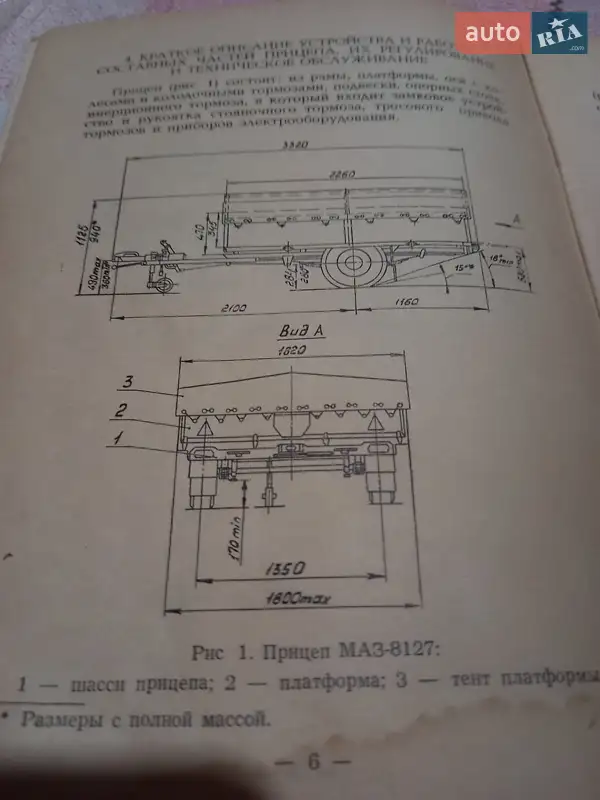 Легковий причіп МАЗ 8132 1991 в Запоріжжі документ