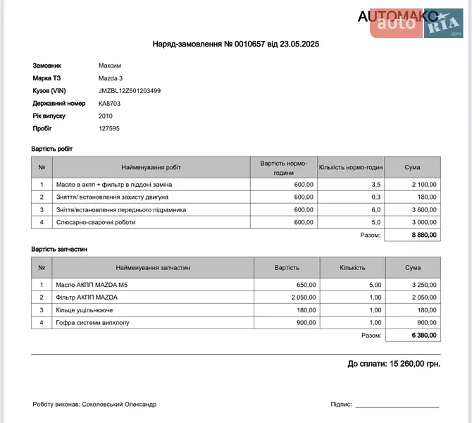 Седан Mazda 3 2010 в Києві документ 2 фото Седан Mazda 3 2010 в Києві документ